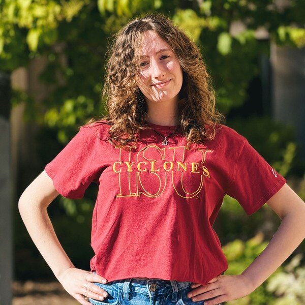 League Women's ISU Cyclones Cardinal Crop Short Sleeve T-Shirt